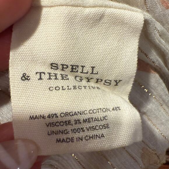 Spell & The Gypsy Collective Hendrix Boho Floral Long Sleeve Peasant Top XS Fall - Picture 7 of 9